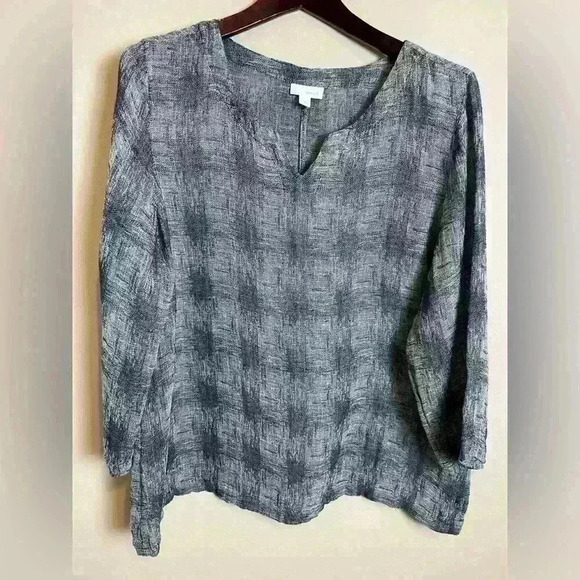 Pure Jill top 80% linen navy grey top L - Picture 1 of 8